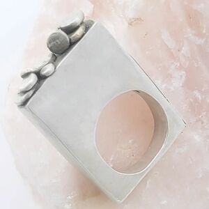 ABSTRACT HOLLOW RING HANDMADE IN STERLING SILVER METAL SIZE 8